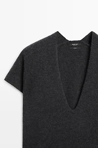 Pull en maille 100 % cachemire à manches courtes