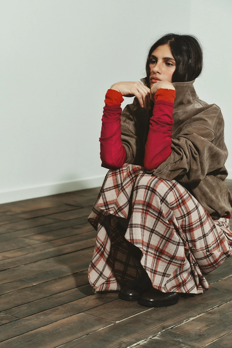 JUPE MI-LONGUE À CARREAUX