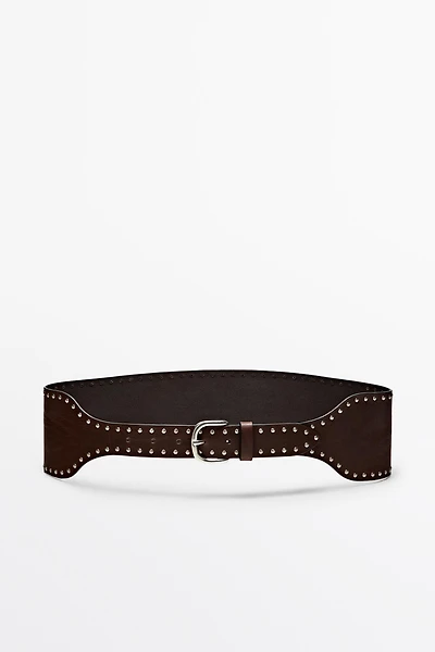 Nappa leather stud belt