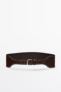 Nappa leather stud belt