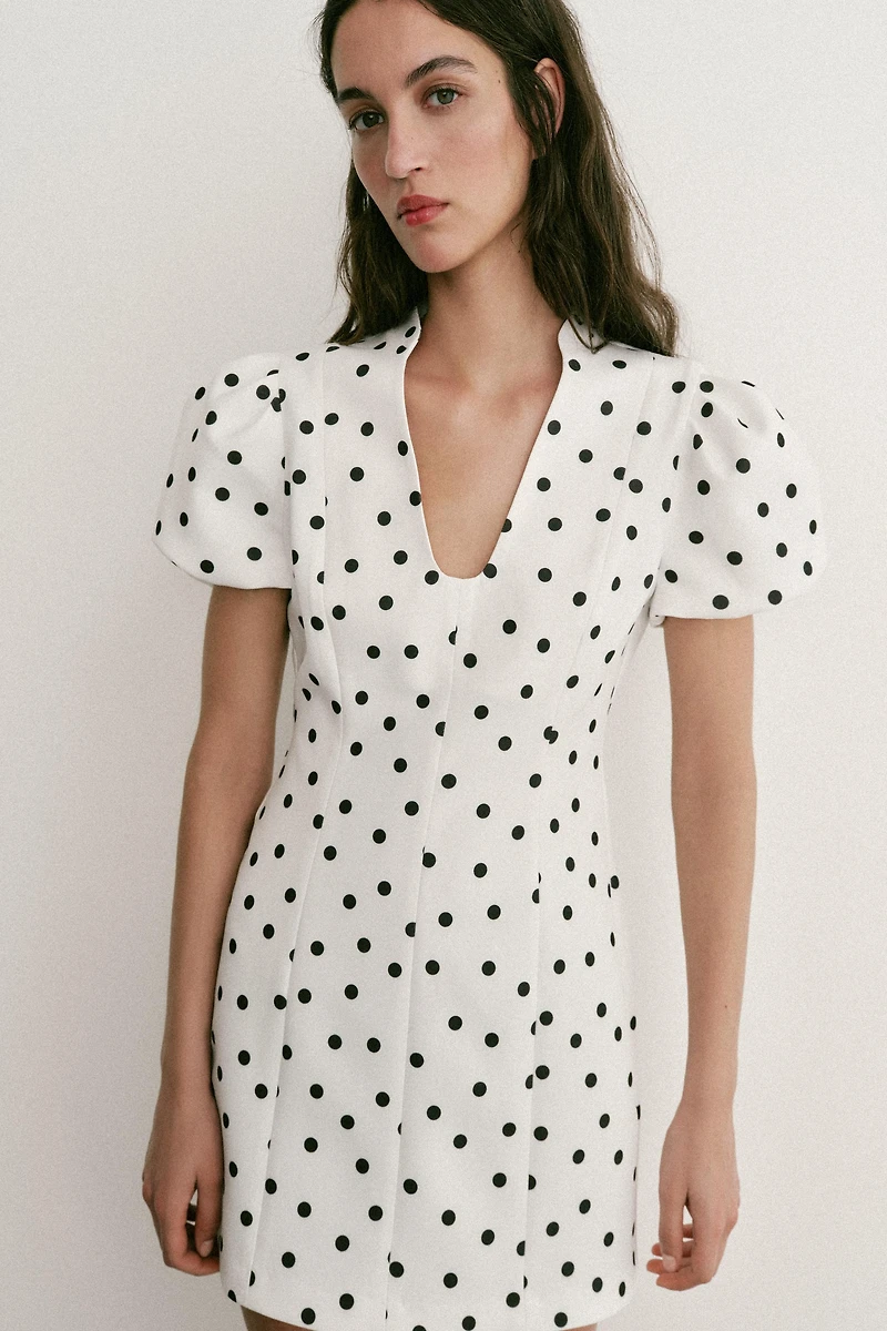 PUFF SLEEVE SHORT DRESS