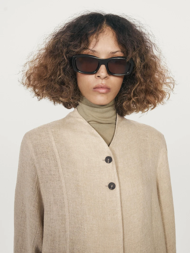 Wool blend overshirt with visible buttons