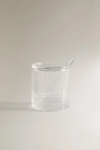 SUGAR BOWL WITH A RAISED GEOMETRIC DESIGN