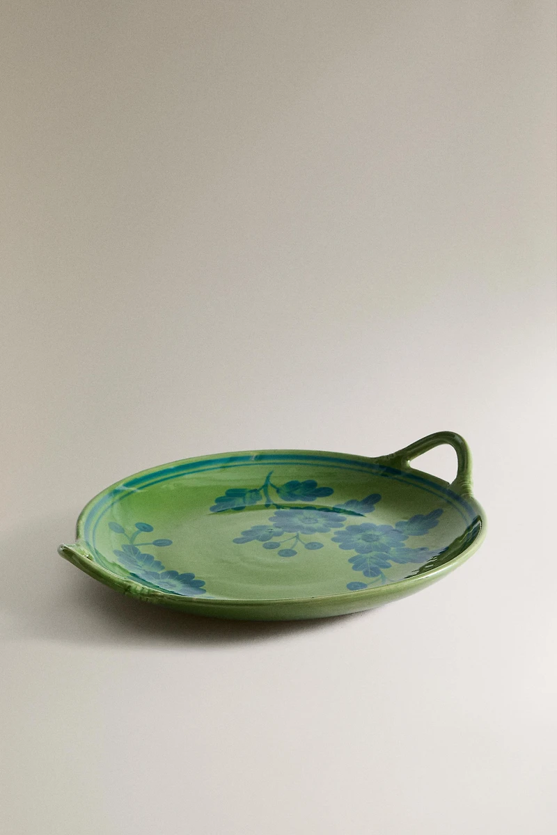 PLAT GRÈS ROND FLEURS