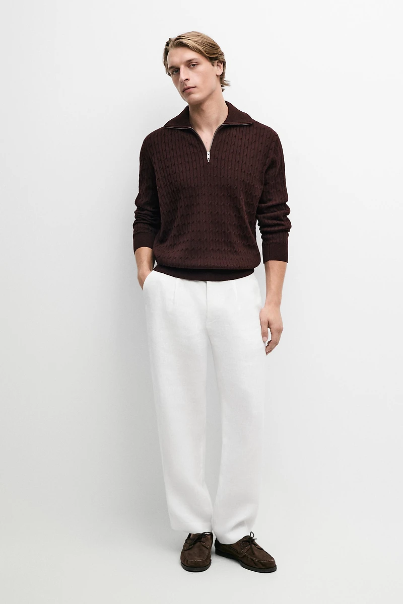 Mock neck knit zip sweater