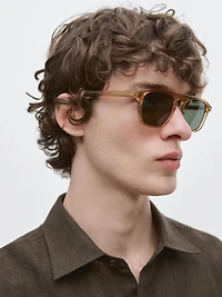 Regular fit faded linen shirt with pocket detail