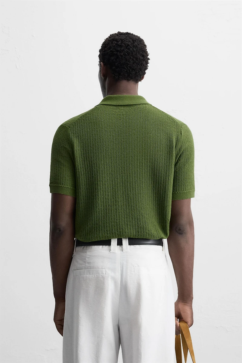 TEXTURED KNIT POLO SHIRT