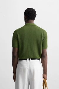 TEXTURED KNIT POLO SHIRT