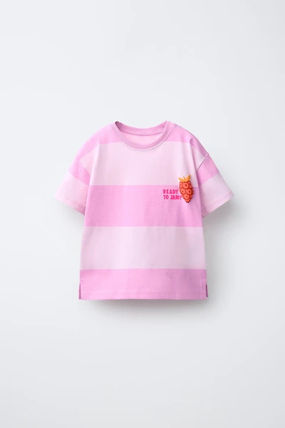 RAISED FRUIT STRIPE T-SHIRT