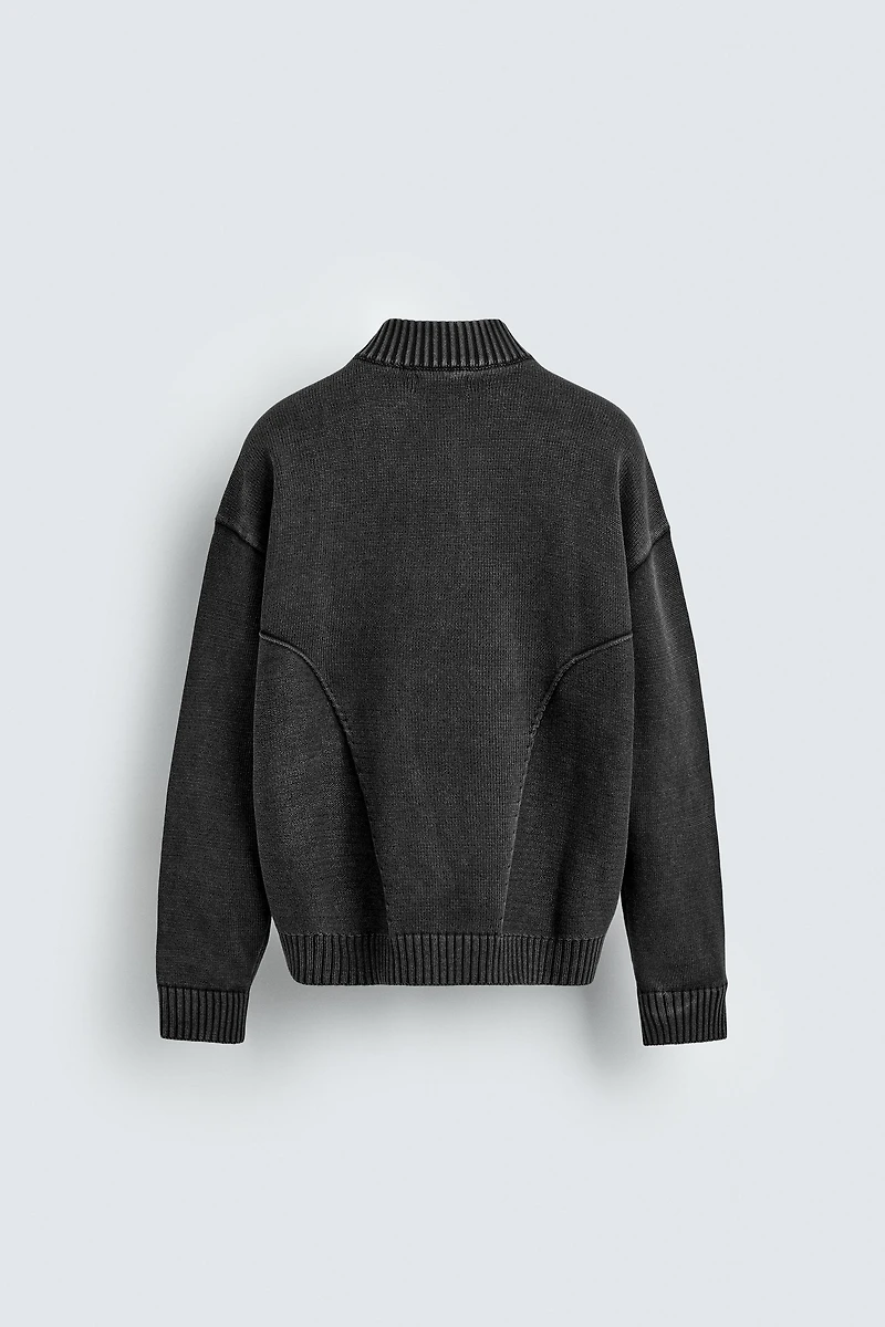 WASHED KNIT BOMBER JACKET