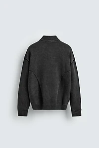 WASHED KNIT BOMBER JACKET