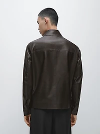 Blouson en cuir nappa effet usé
