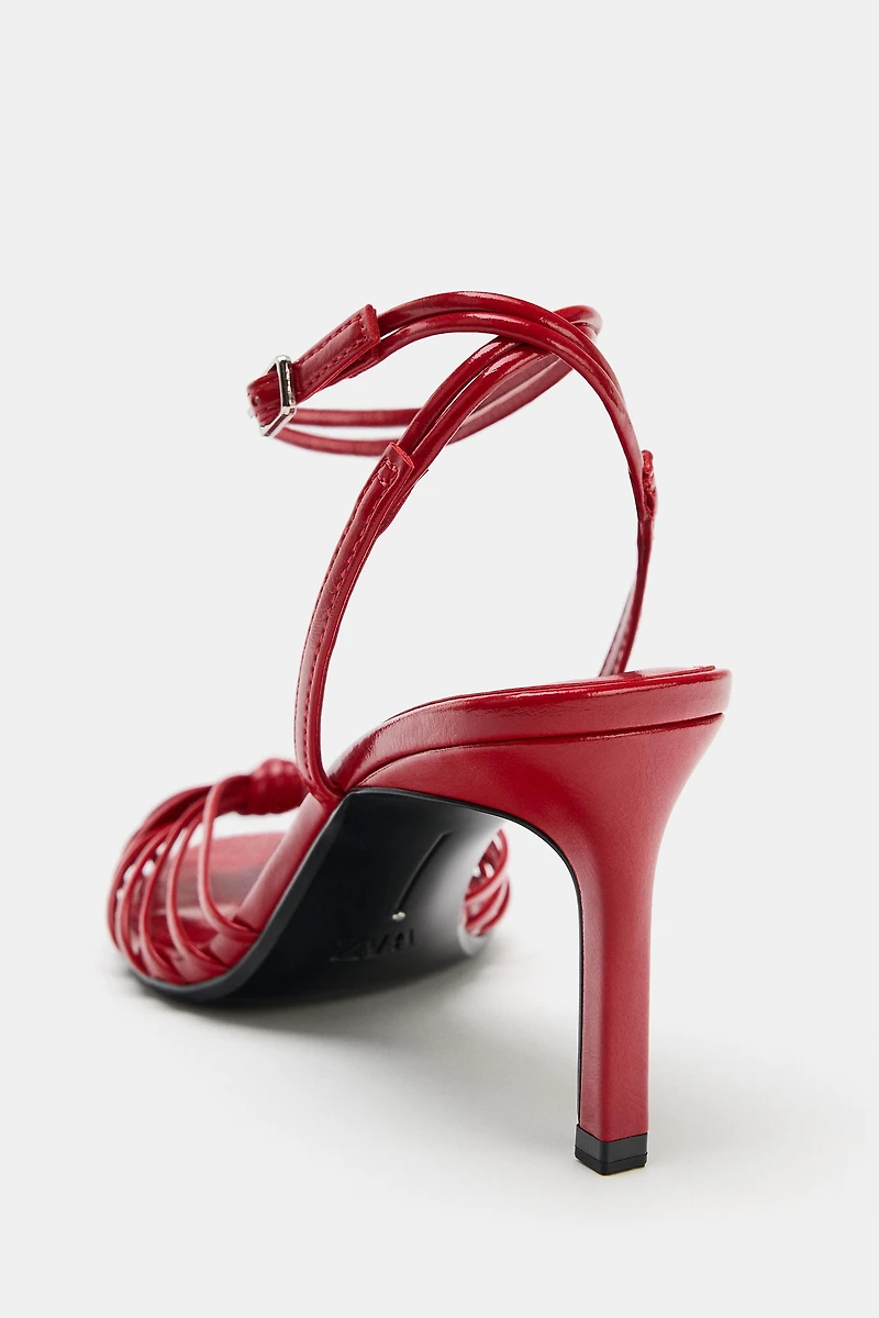KNOTTED HEELED SANDALS