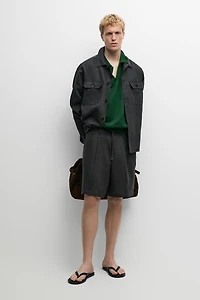 Linen Bermuda shorts with elastic waist