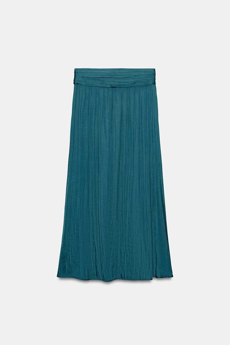 SATIN EFFECT MIDI SKIRT