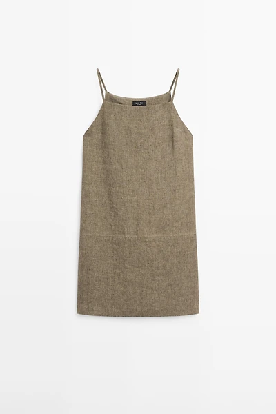 100% linen short dress