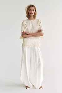 LINEN BLEND EMBROIDERED BLOUSE ZW COLLECTION