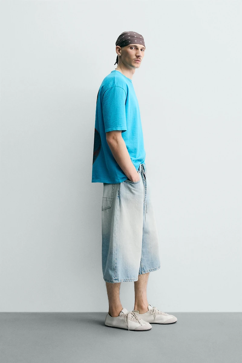 WASHED KNIT PRINTED T-SHIRT