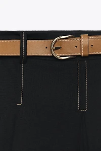 BELTED LONG PLEATED SHORTS