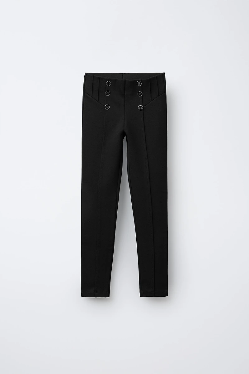 PONTE KNIT BUTTON LEGGINGS