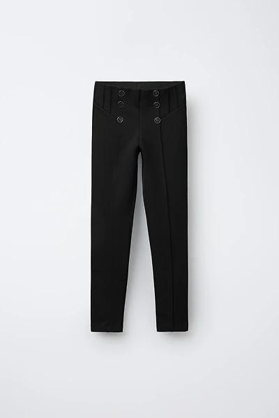 PONTE KNIT BUTTON LEGGINGS
