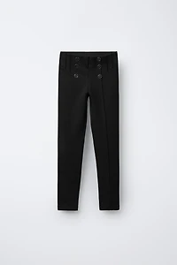 PONTE KNIT BUTTON LEGGINGS
