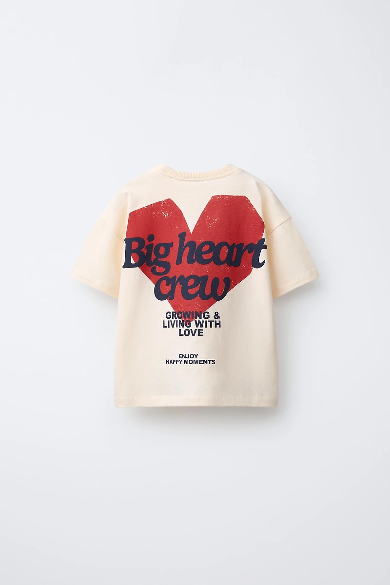 HEART AND TEXT PRINTED T-SHIRT