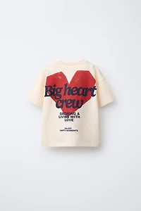 HEART AND TEXT PRINTED T-SHIRT