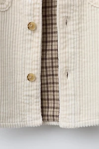 PLAID LINED CORDUROY OVERSHIRT
