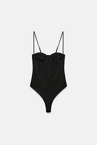RUCHED TULLE BODYSUIT