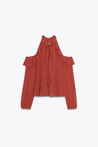 RUFFLED HALTER TOP