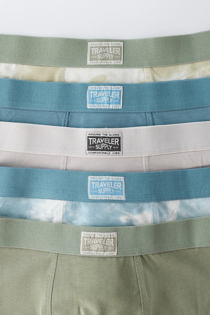 6-14 YEARS/ FIVE-PACK LABEL BOXERS