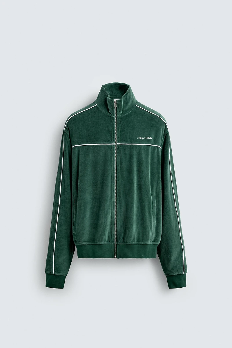 VELOUR ZIP SWEATSHIRT
