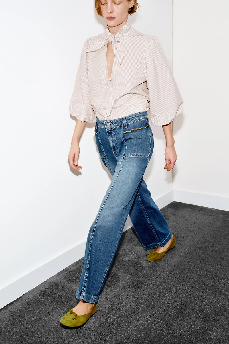 Z1975 CULOTTE HIGH WAIST TOPSTITCHED JEANS
