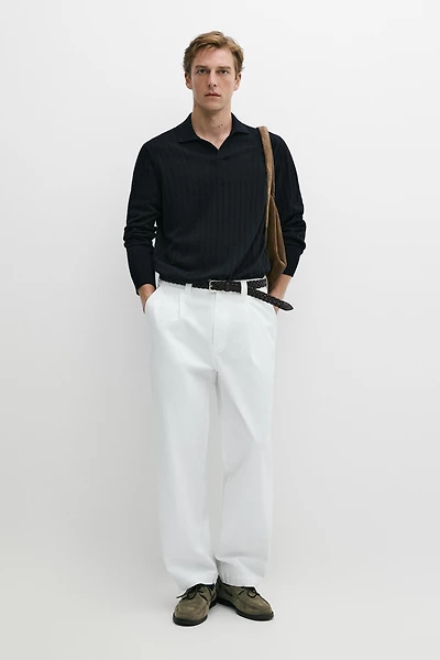 Pull en maille 100 % coton col polo