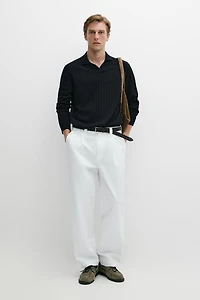 Pull en maille 100 % coton col polo