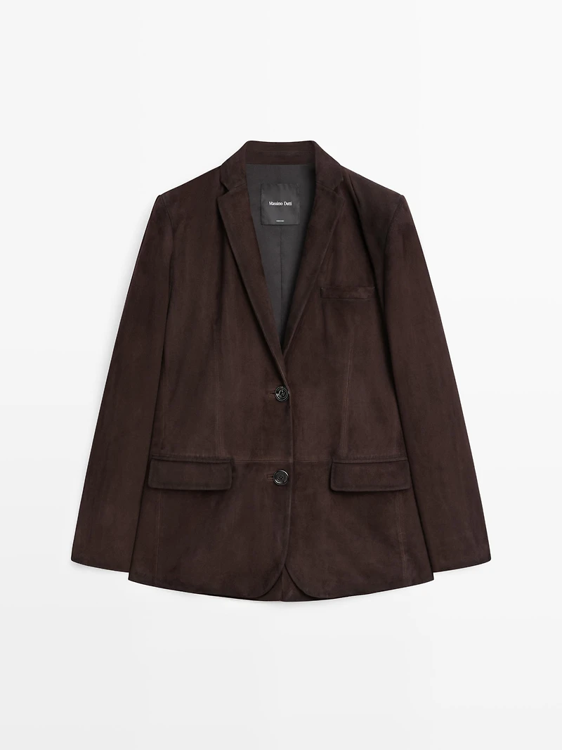 Blazer en cuir effet daim