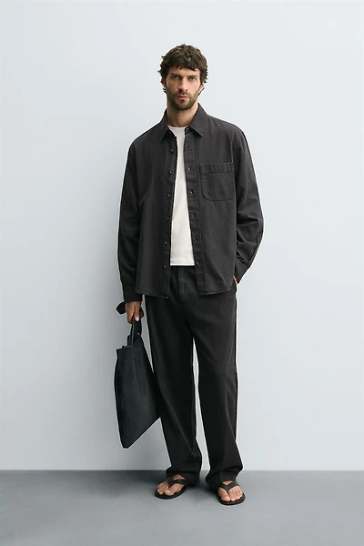 WASHED COTTON LINEN SHIRT