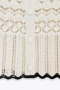 VESTE MANCHES COURTES EN MAILLE POINTELLE