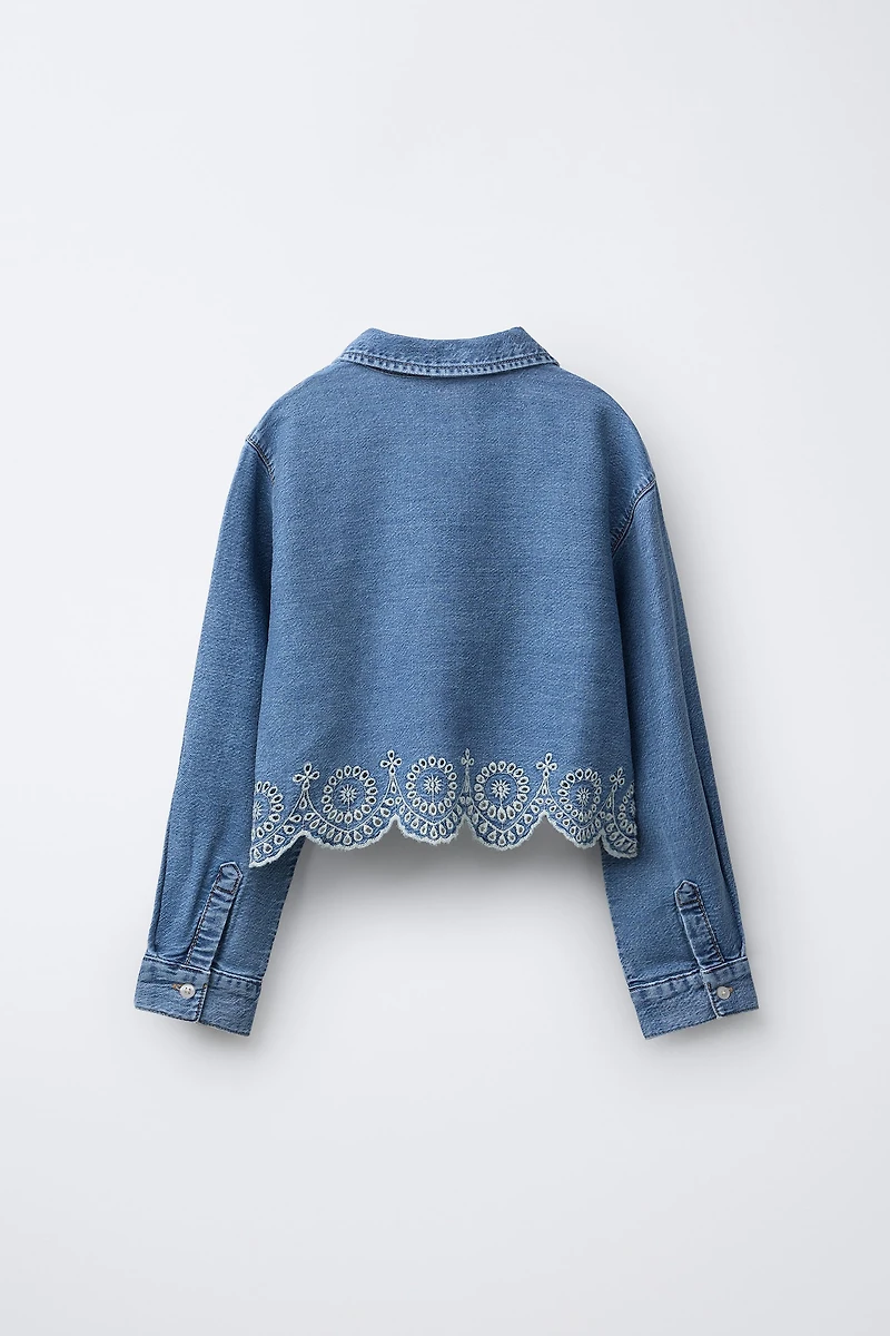 SCHIFFLY HEM DENIM SHIRT