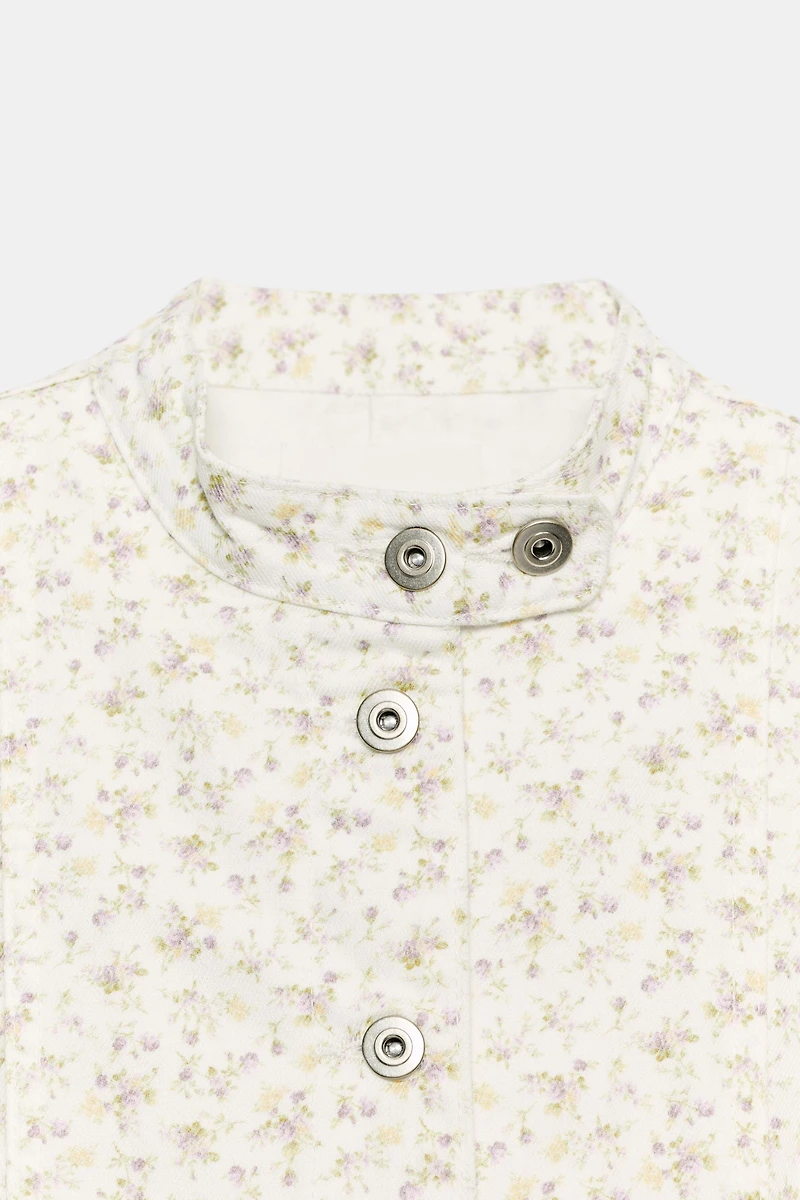 TRF FLORAL PRINT DENIM JACKET