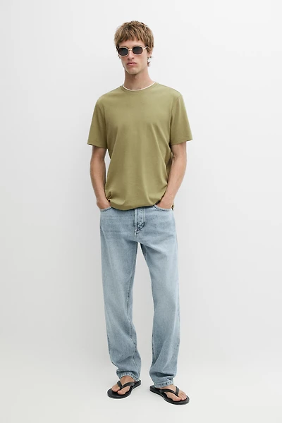 100% cotton layered collar T-shirt