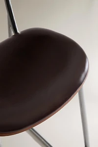 LEATHER AND STAINLESS STEEL HIGH STOOL