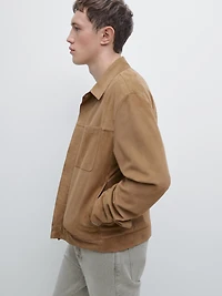 Suede leather jacket with pocket detail