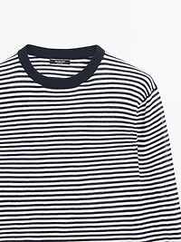 Striped cotton and silk knit sweater