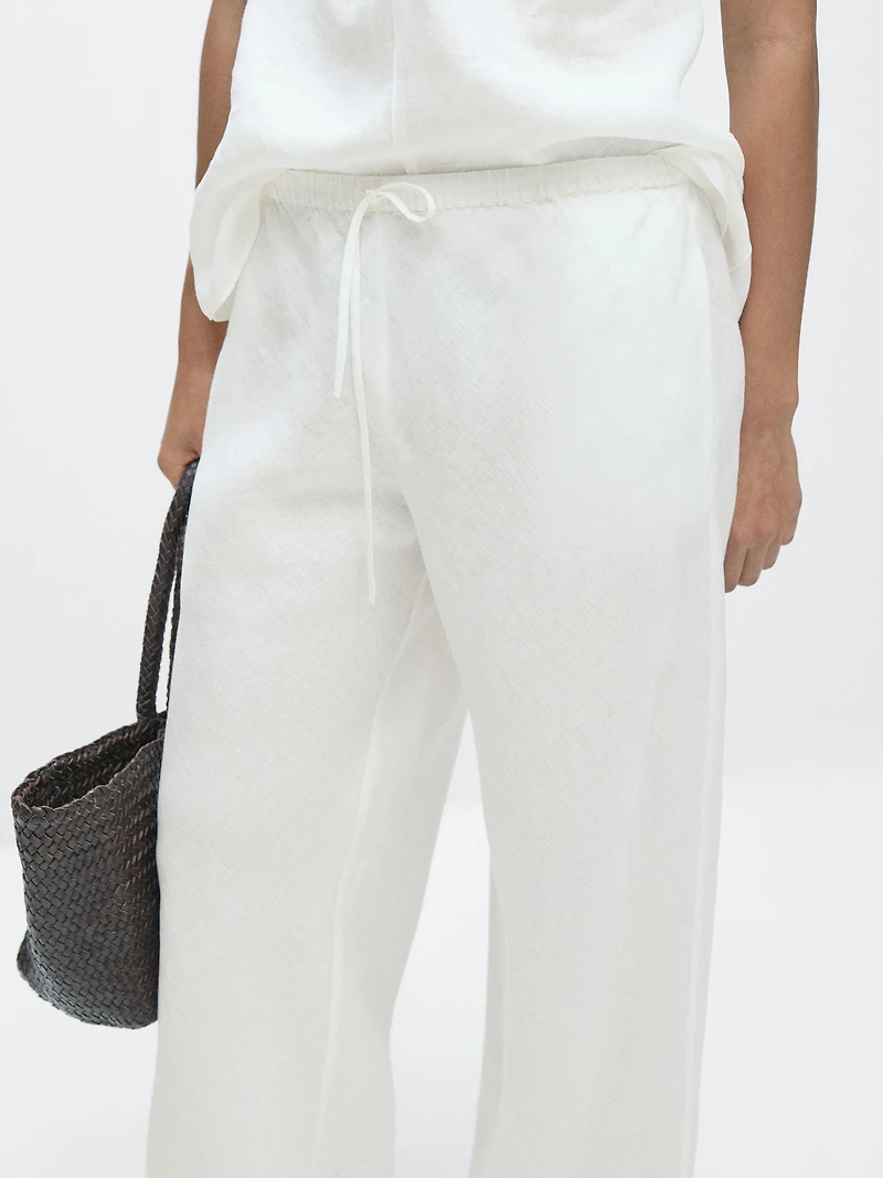 100% linen trousers with elasticated waistband