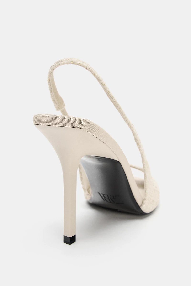 OPEN TOE FABRIC SLINGBACK SHOES