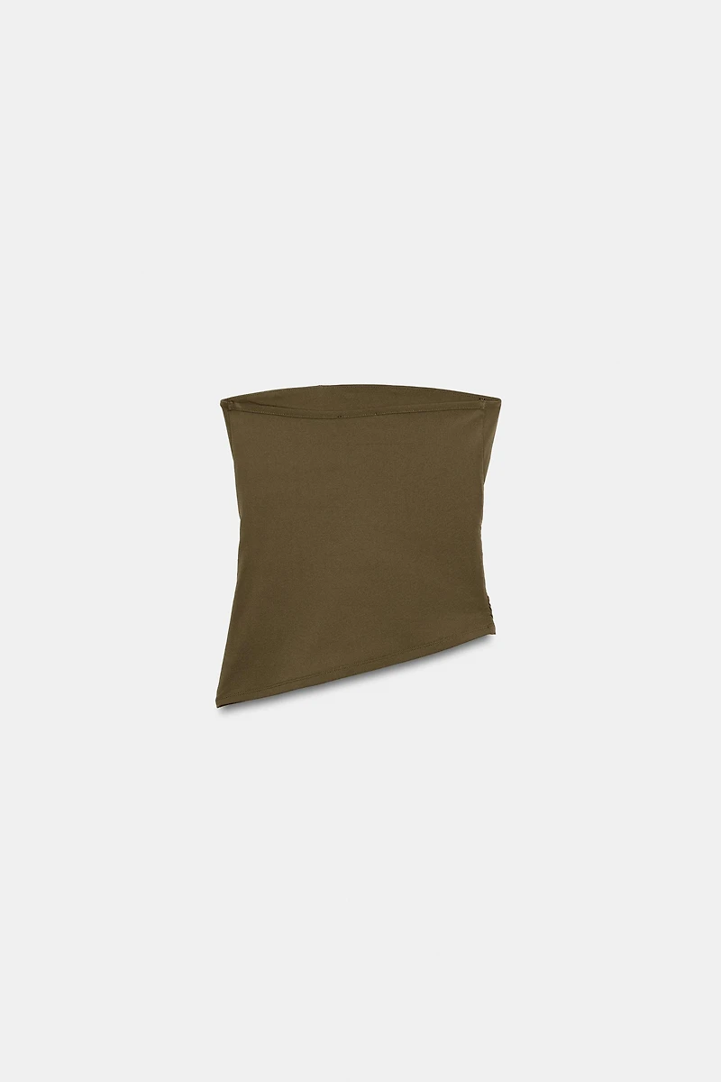 TEXTURED DRAPED BANDEAU TOP