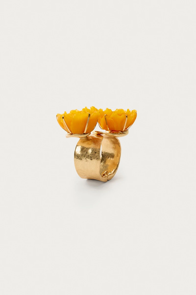 MARISA BERENSON X ZARA RESIN FLOWER MAXI METAL BRACELET