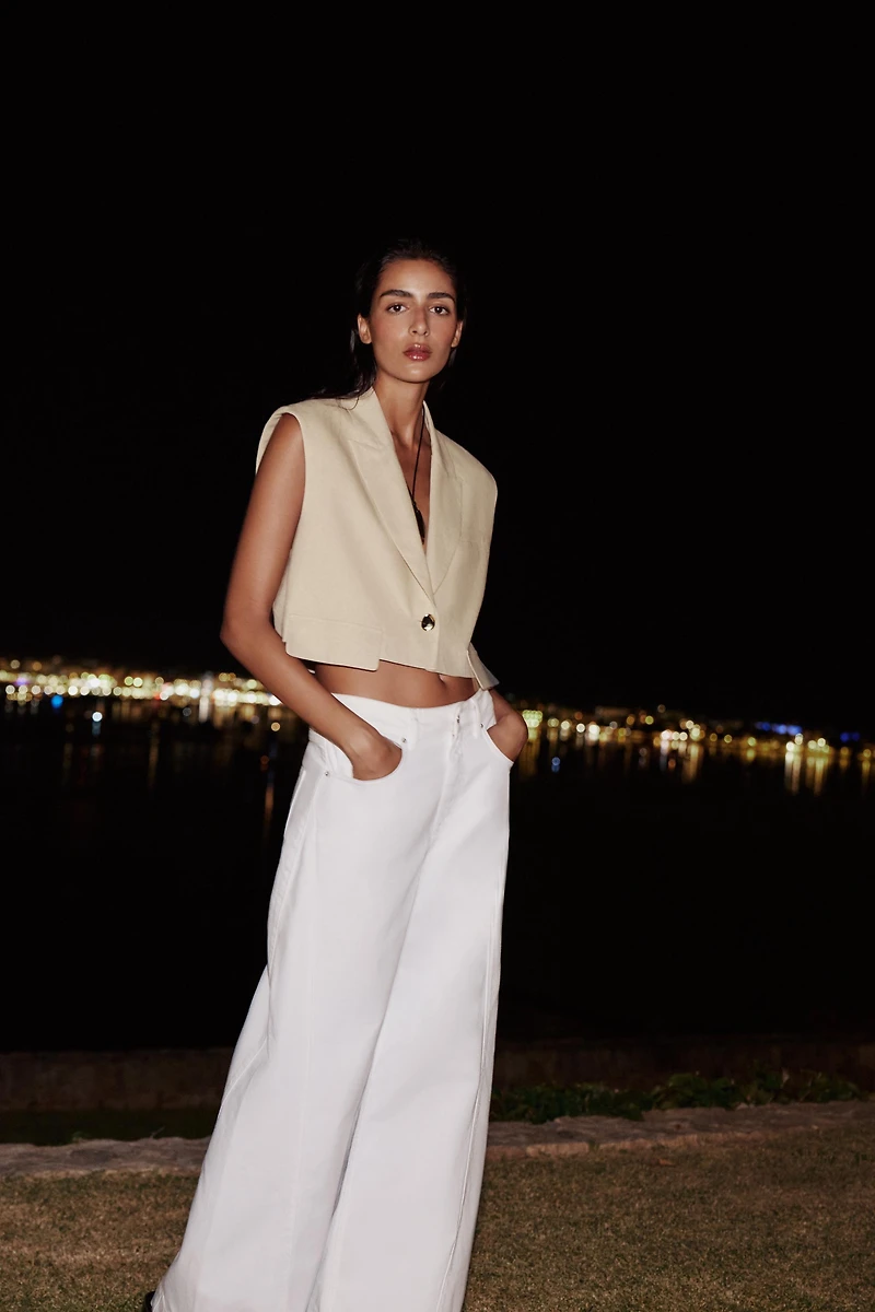 GILET COURT EN LIN